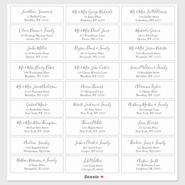 Sticker Adresse du client Mariage personnalisable de scrip (Feuille)