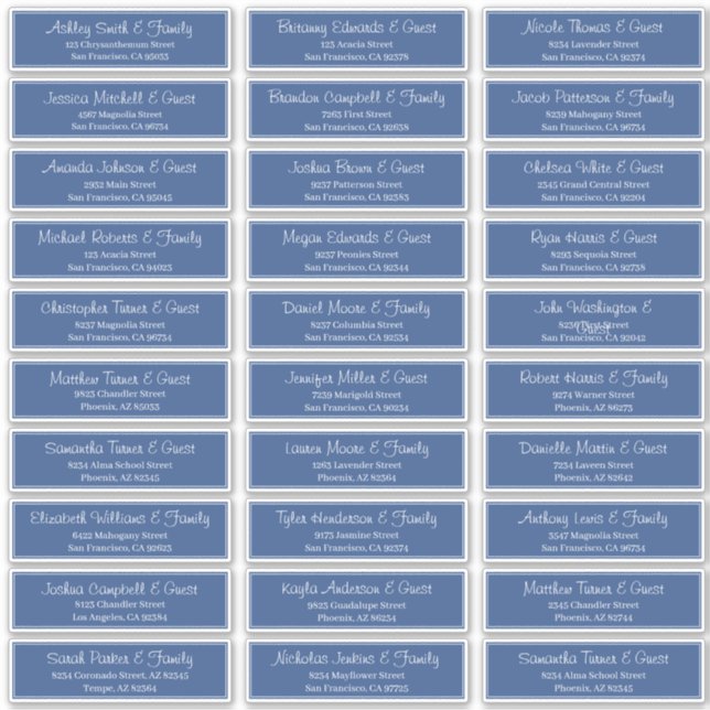 Sticker Adresse du Mariage de script moderne (Devant)