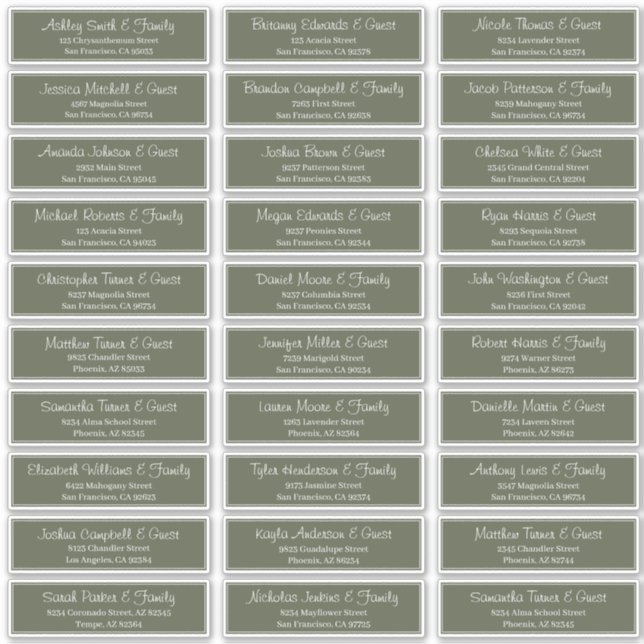 Sticker Adresse du Mariage de script moderne (Devant)