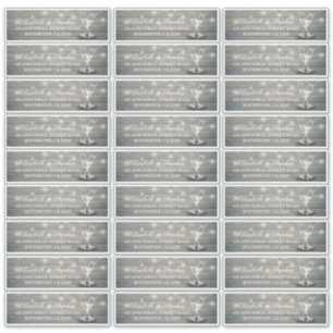 Sticker Adresse mariage Champagne Verre Bois Lumières à co