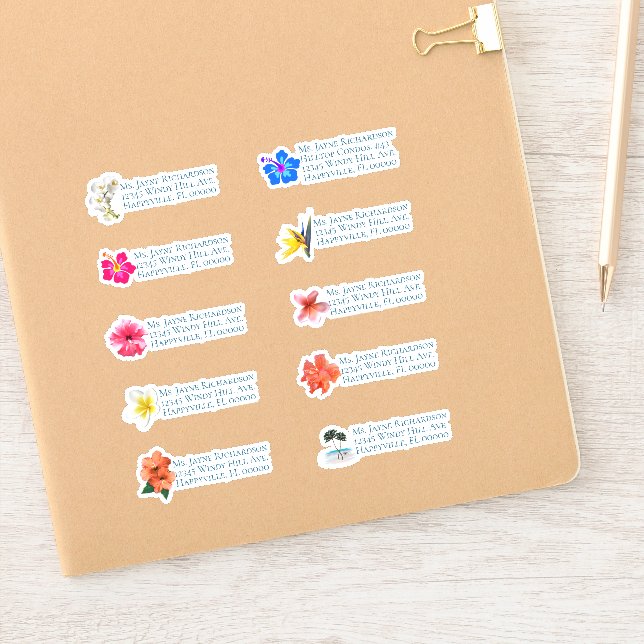 Sticker Adresse postale individuelle Mariage tropical (Carnet)