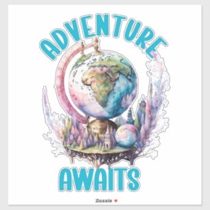 Sticker Adventure Await Watercolor Travel