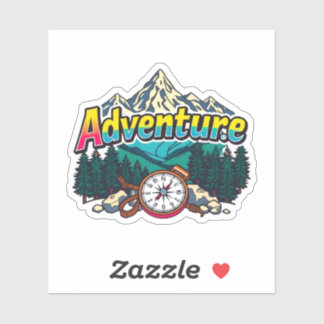 Sticker Adventure Mountain – Outdoor Hiking Nature Design 
