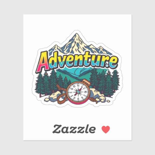 Sticker Adventure Mountain – Outdoor Hiking Nature Design  (Feuille)