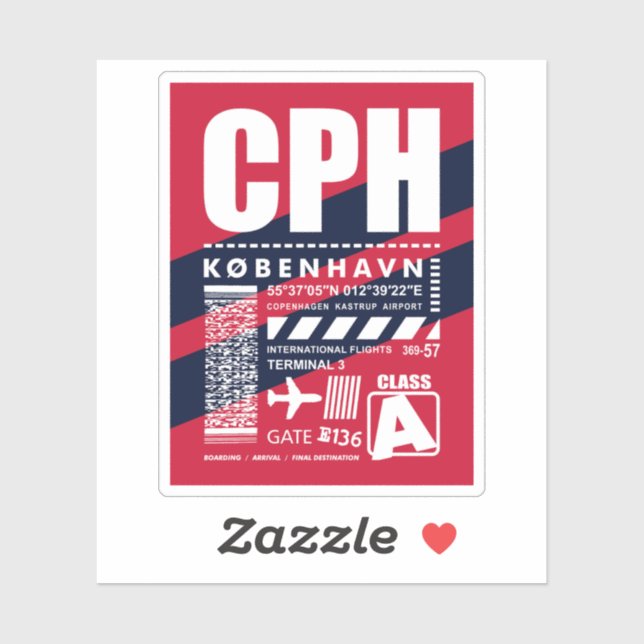 Sticker Aéroport de Copenhague CPH (Feuille)