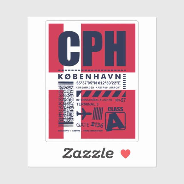Sticker Aéroport de Copenhague CPH (Feuille)