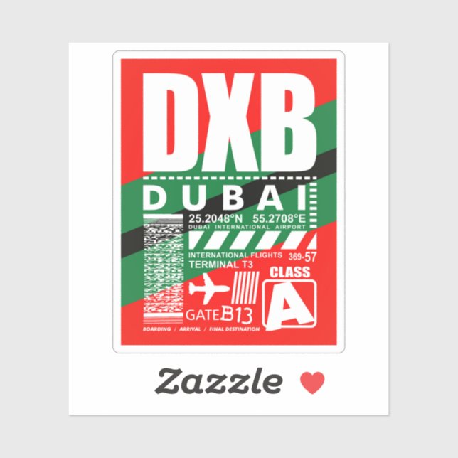 Sticker Aéroport DXB de Dubaï (Feuille)