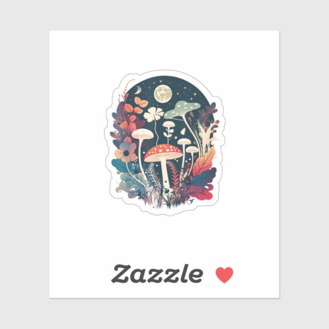 Sticker Aesthetic Goblincore And Cottagecore Mushroom Whim (Feuille)