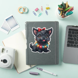 Sticker Affenpinscher espiègle enveloppé dans Noël