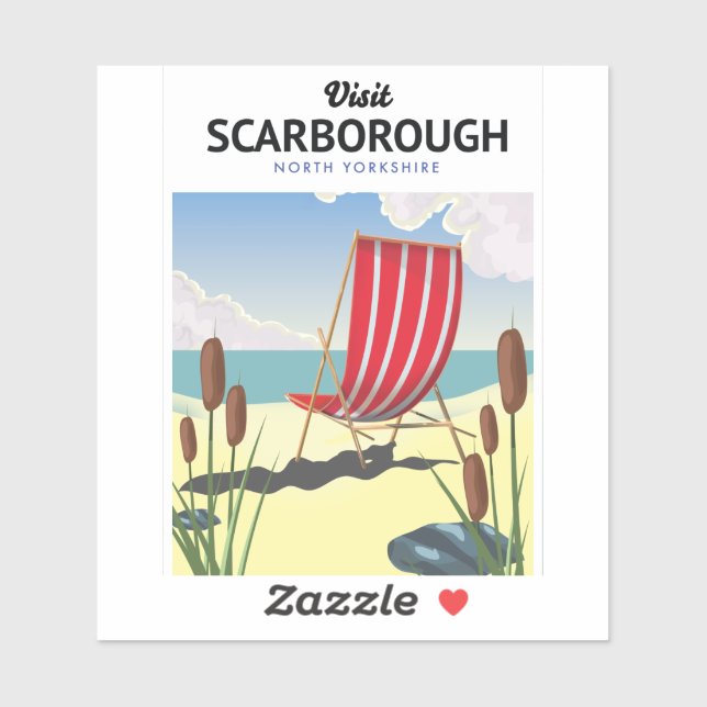 Sticker Affiche balnéaire de Hastings North Yorkshire. (Feuille)