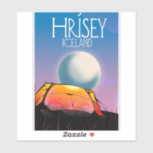 Sticker Affiche de camping vintage Hrísey Islande