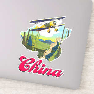 Sticker Affiche de carte de voyage en Chine
