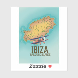 Sticker Affiche de carte des îles Baléares Ibiza