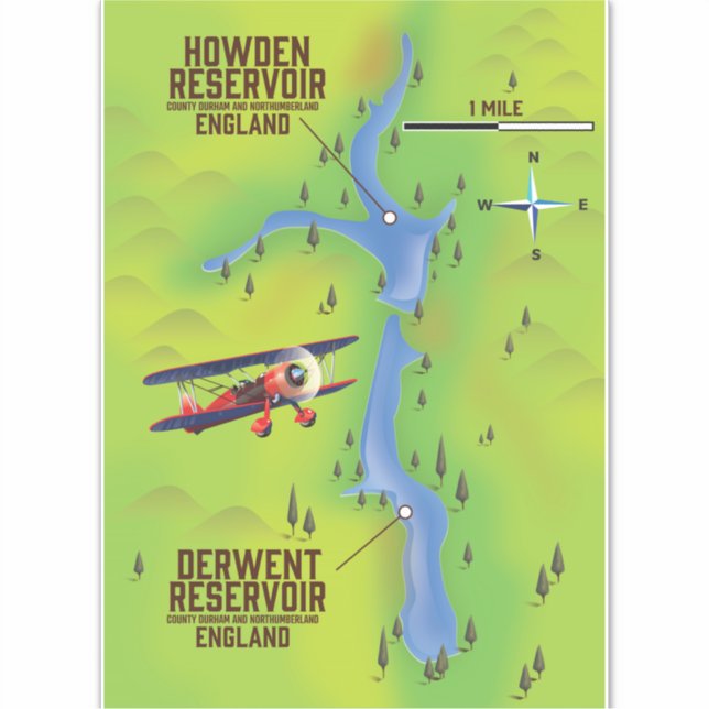 Sticker Affiche de carte des réservoirs de Dergone & Howde (Devant)