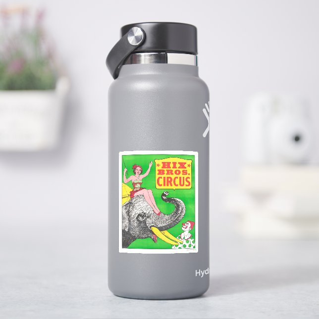 Sticker Affiche De Cirque Montrant Une Femme Et Un Éléphan (HydroFlask)