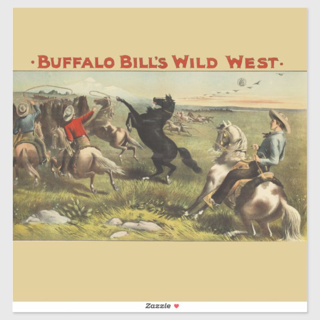 Sticker Affiche de cow-boy de l'Ouest sauvage de Buffalo B (Feuille)