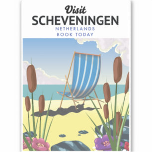 Sticker Affiche de la plage de Scheveningen aux Pays-Bas