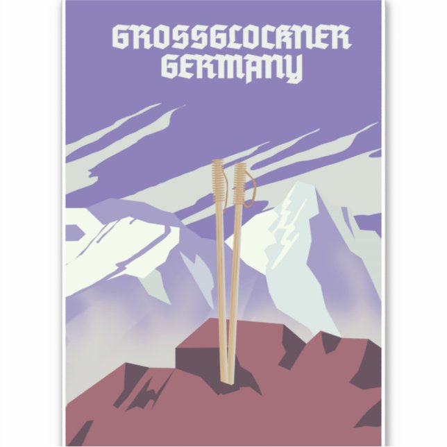 Sticker Affiche de montagne Grossglockner Allemagne. (Devant)