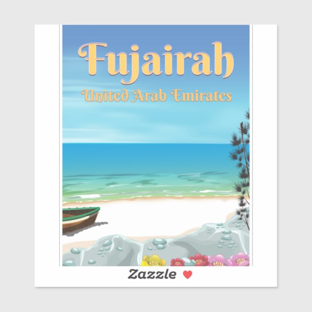 Sticker Affiche de plage de Fujairah Émirats Arabes Unis (Feuille)