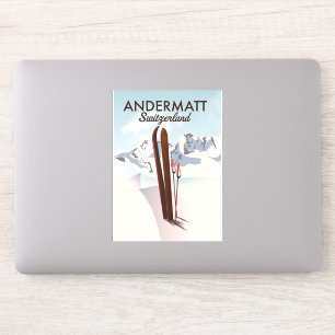 Sticker Affiche de ski Andermatt Suisse impression de voya