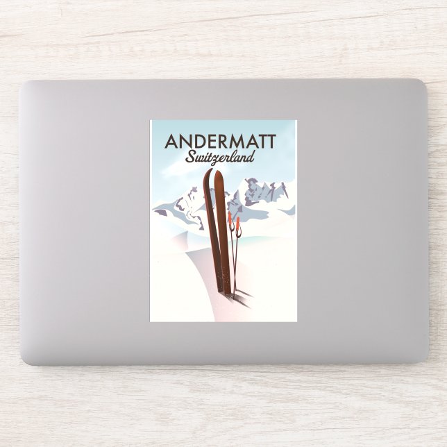 Sticker Affiche de ski Andermatt Suisse impression de voya (Ordinateur)