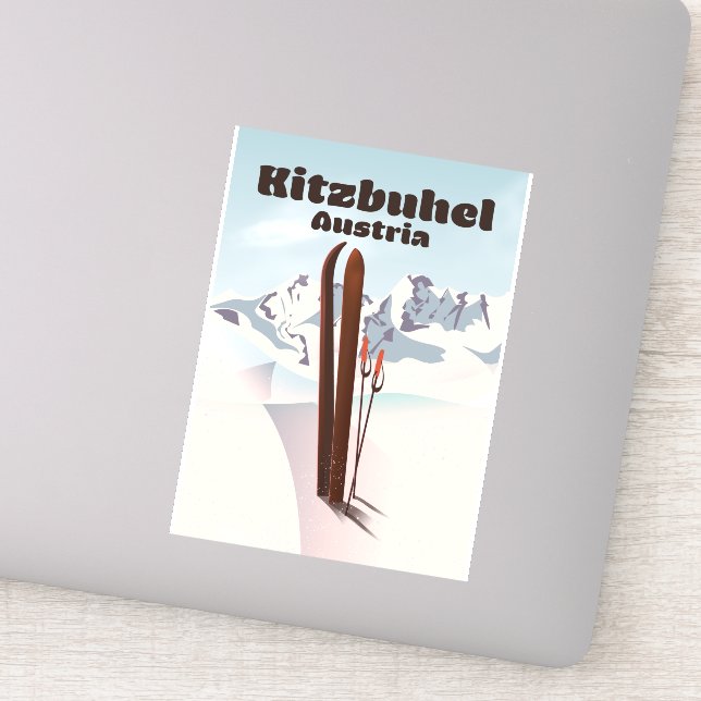 Sticker affiche de ski autrichienne de kitzbuhel (Détail)