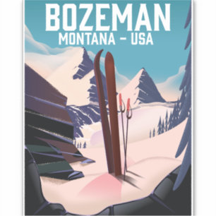 Sticker Affiche de ski Bozeman Montana
