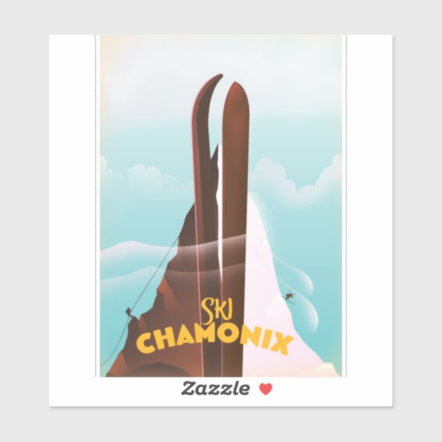 Sticker Affiche de ski Chamonix-Mont-Blanc (Feuille)