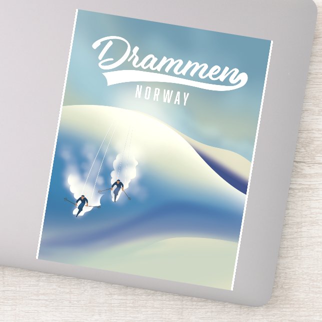 Sticker Affiche de ski de Drammen Norvège (Détail)
