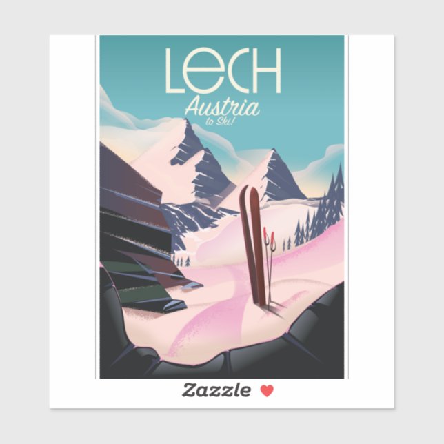 Sticker Affiche de ski Lech Austria. (Feuille)