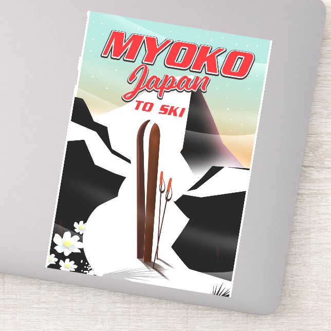 Sticker affiche de ski myoko japon (Détail)
