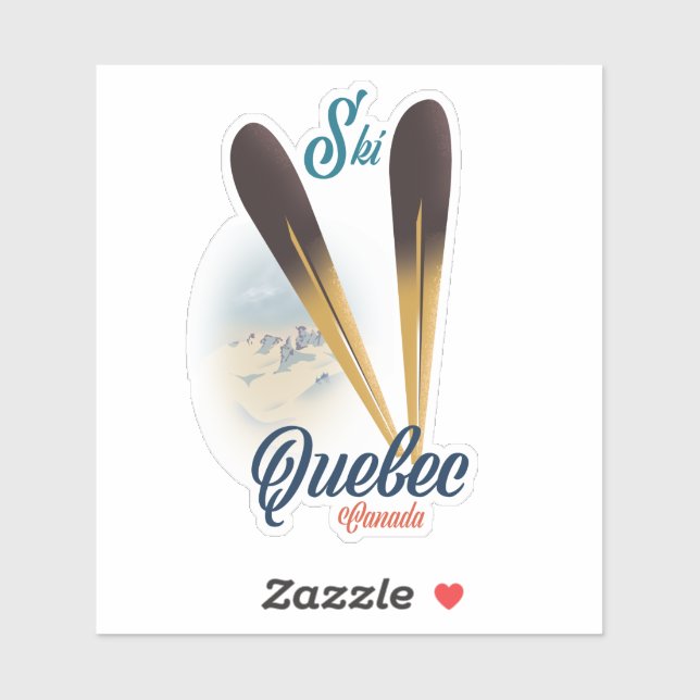 Sticker affiche de ski Québec Canada (Feuille)
