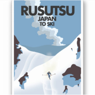 Sticker Affiche de ski Rusutsu Japon 