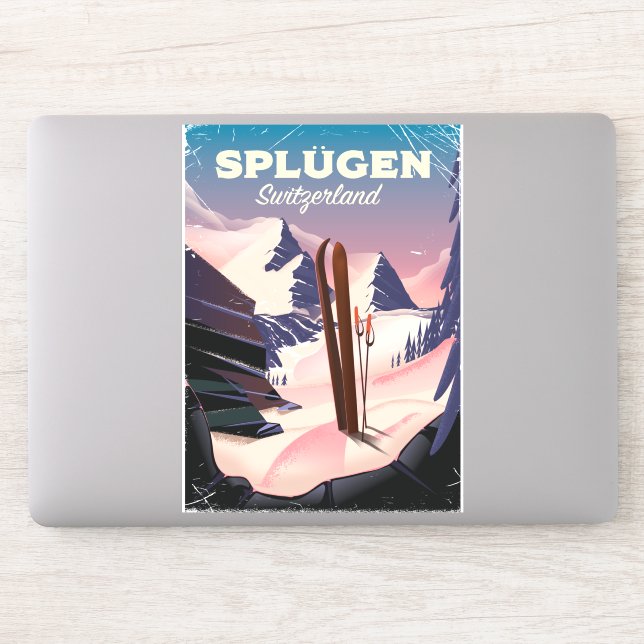 Sticker affiche de ski splügen Suisse (Ordinateur)
