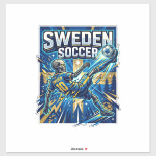 Sticker Affiche de style squelette de football suédois Nat