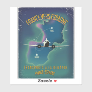 Sticker Affiche de vacances de la France à l'Espagne