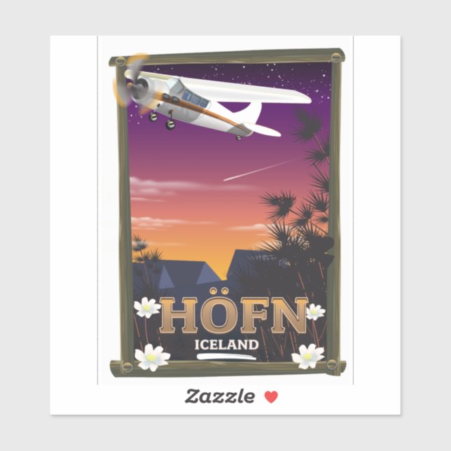 Sticker Affiche de vol Höfn Islande (Feuille)