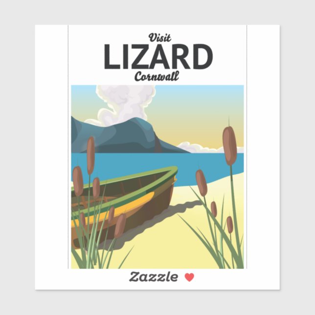 Sticker Affiche de voyage au bord de la mer de Lizard (Feuille)
