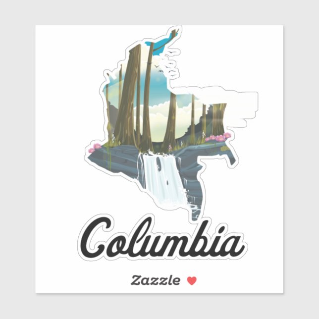 Sticker Affiche de voyage carte de Colombie (Feuille)