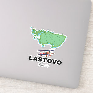 Sticker Affiche de voyage carte de Lastovo Croatie.