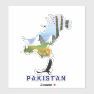 Sticker Affiche de voyage carte du Pakistan
