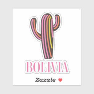 Sticker Affiche de voyage de cactus en Bolivie