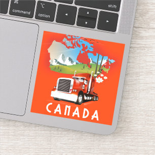 Sticker Affiche de voyage de carte de camion du Canada