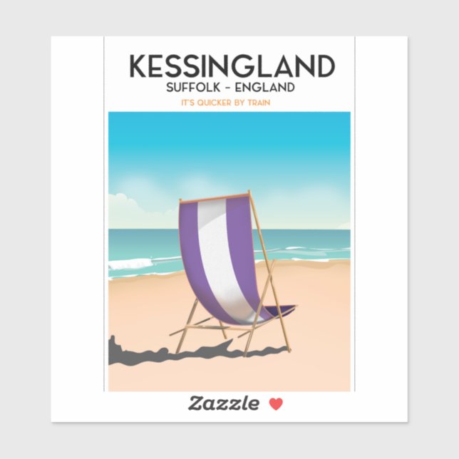 Sticker Affiche de voyage de la plage de Kessingland, Suff (Feuille)