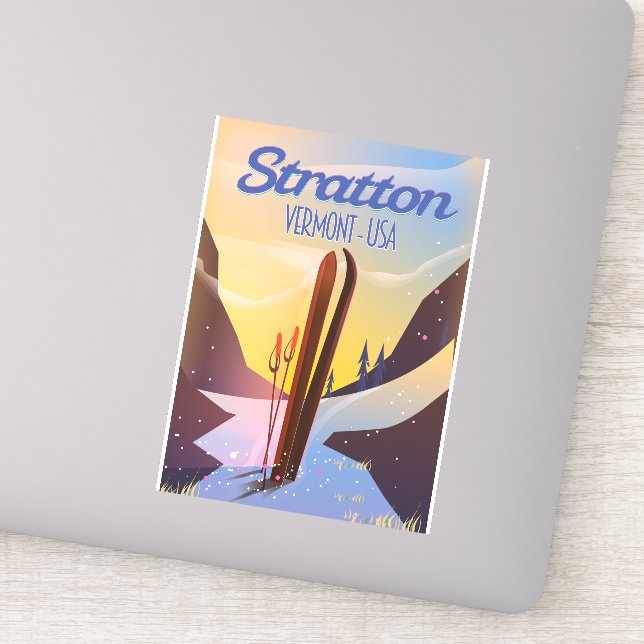 Sticker Affiche de voyage de ski à Stratton Vermont (Détail)