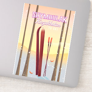Sticker Affiche de voyage de ski Shymbulak Kazakhstan