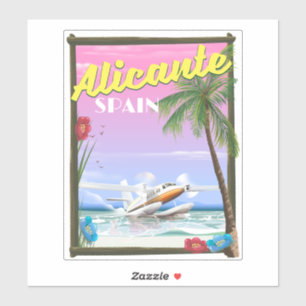 Sticker Affiche de voyage de style vintage Alicante Espagn
