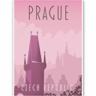 Sticker Affiche de voyage de style vintage Prague Républiq