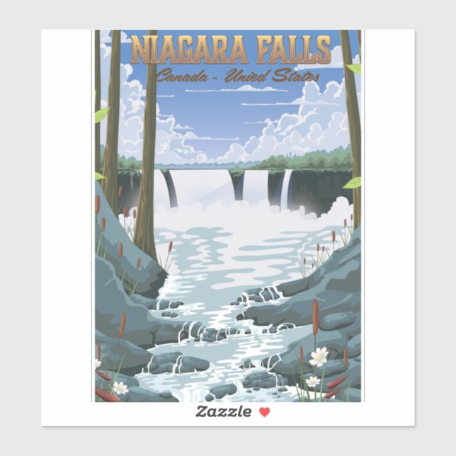 Sticker Affiche de voyage des chutes du Niagara (Feuille)