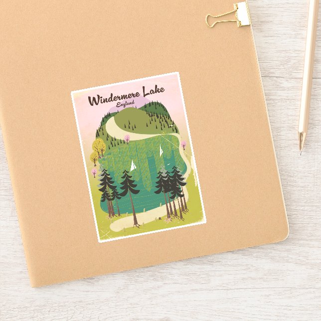 Sticker affiche de voyage du lac Windermere (Carnet)